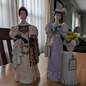 Set of 2 Vintage Avon Mrs. Albee Award Porcelain Figurines - 2000 & 2001 Edition